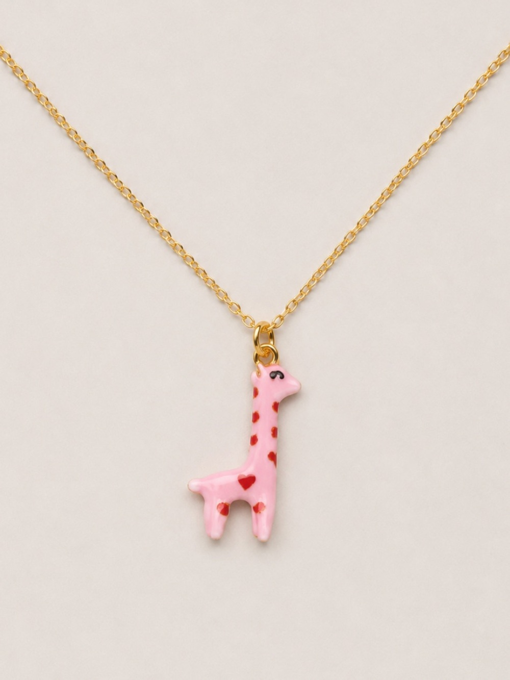 New! Pink Heart Giraffe Gold Chain Necklace NWOT 1062